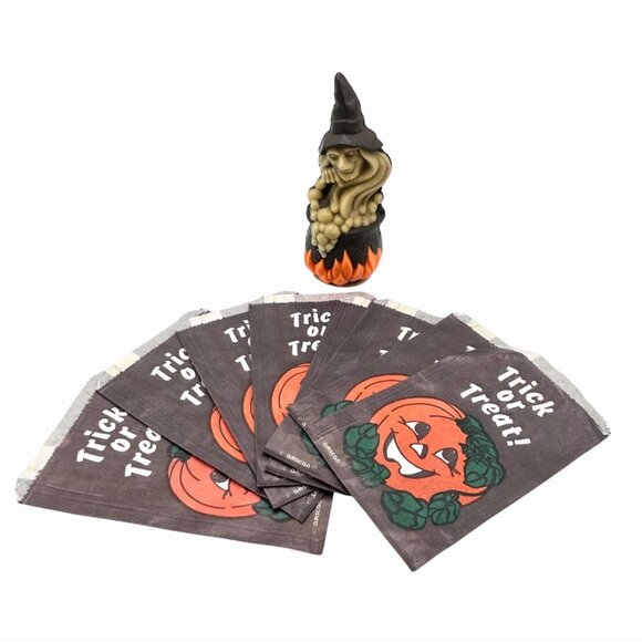 VTG LOT WIZARD WITCH AIR FRESHNR 8 HALLOWEEN JACK-O-LANTERN TRICK OR TREAT BAGS - Picture 1 of 7